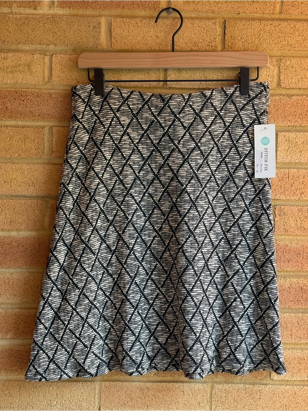 Margaret M Black & White Diamond-Pattern Skirt
